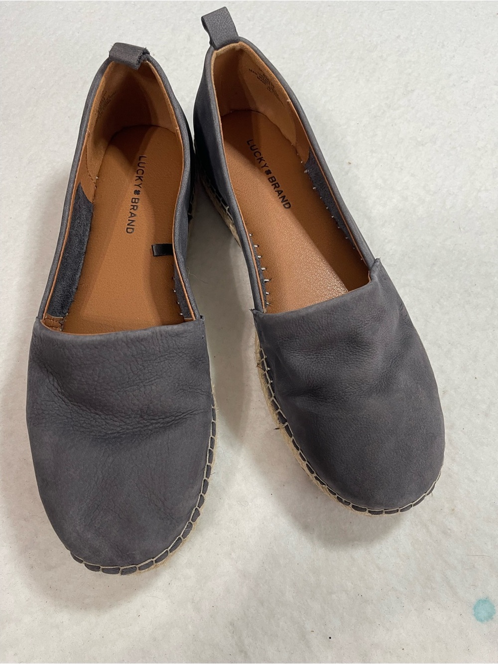 Lucky Brand Loretto Espadrille Shoes Women Size 8 M Gray Leather Slip On